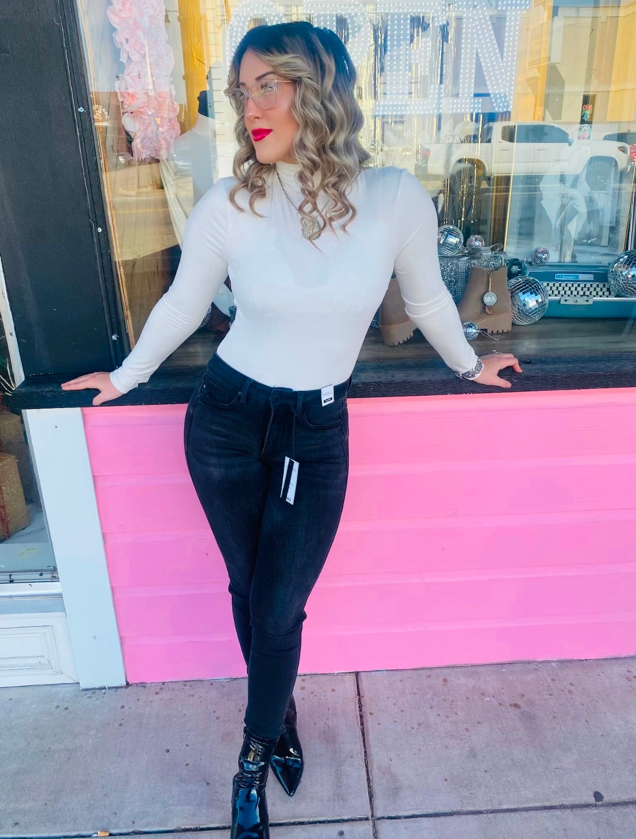 Creamy White Mock Neck Long Sleeve Body Suit