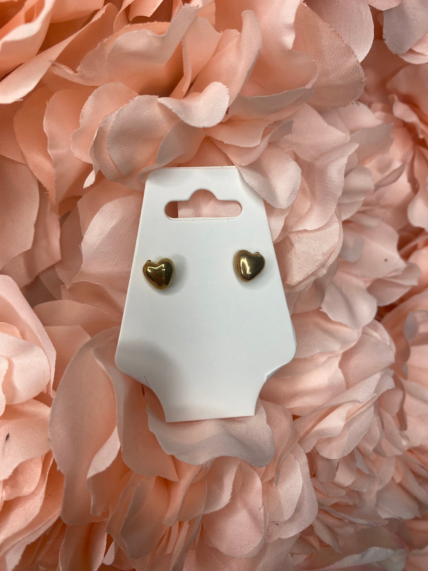 Gold Heart Stud Earrings