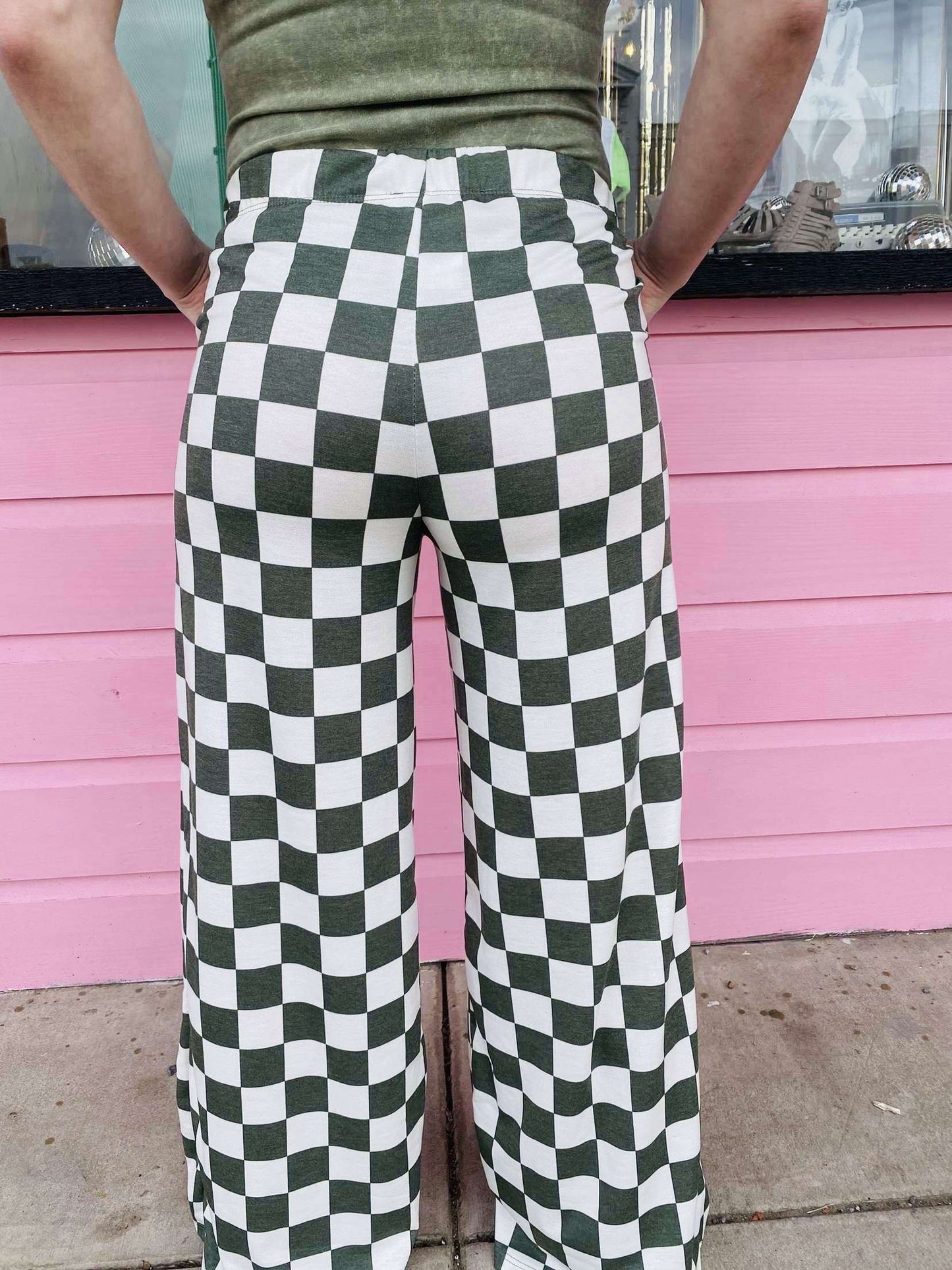 Olive Green Checkered Pants