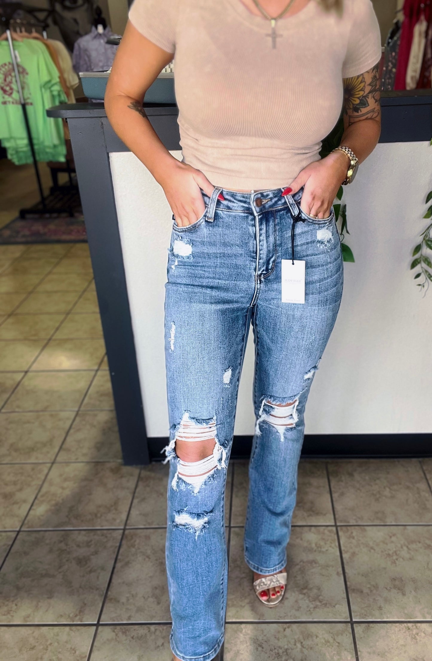 Judy Blue Destroyed Bootcut Jeans