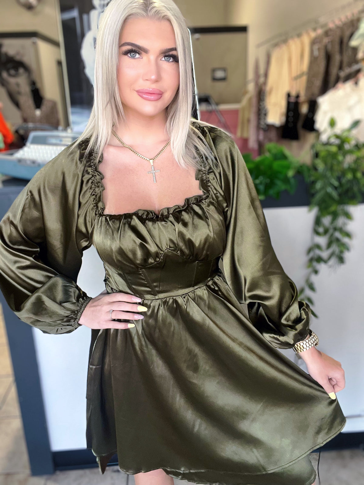 Olive Martini Mini Dress