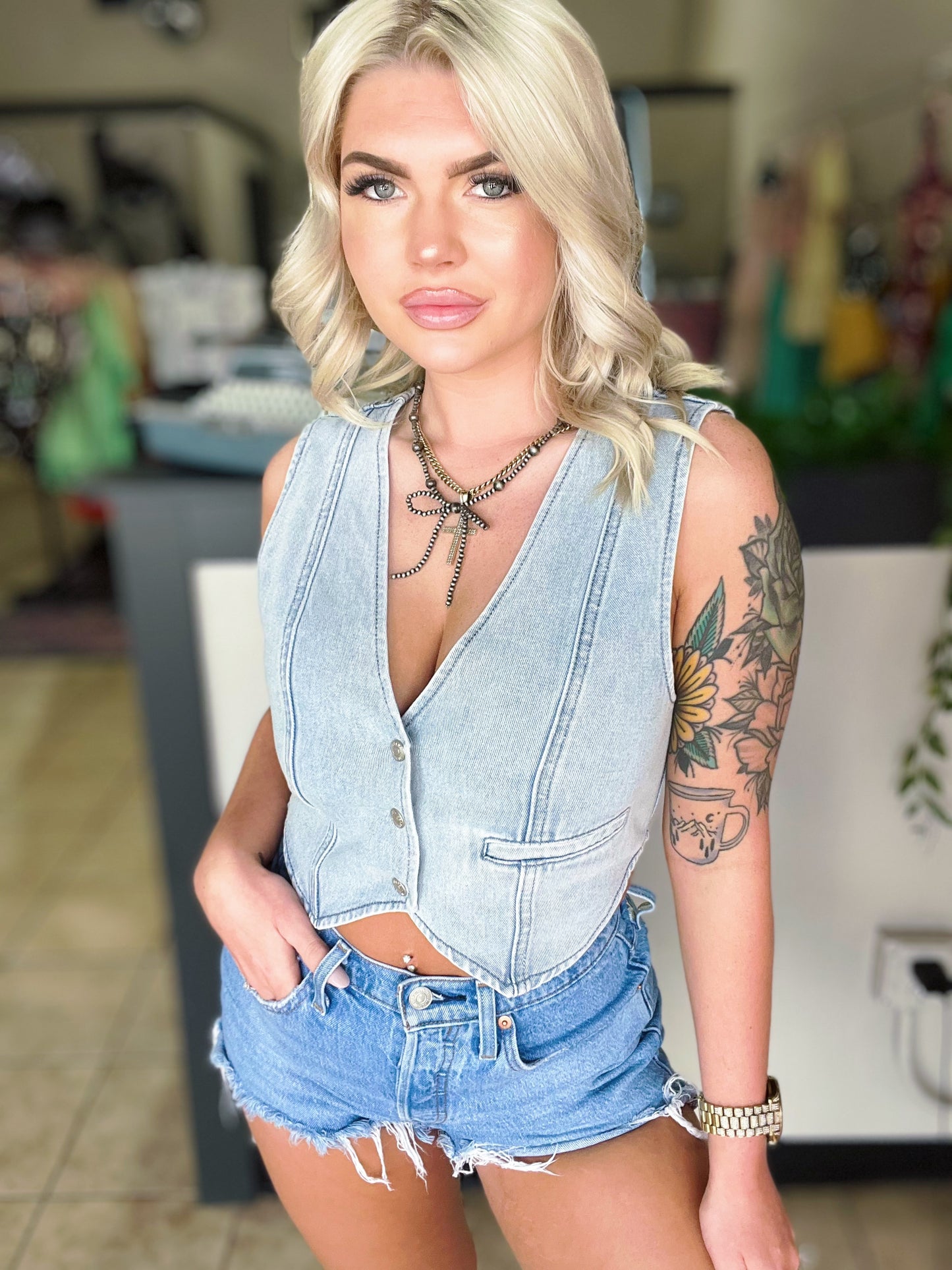 Blue Horizon Denim Crop Top