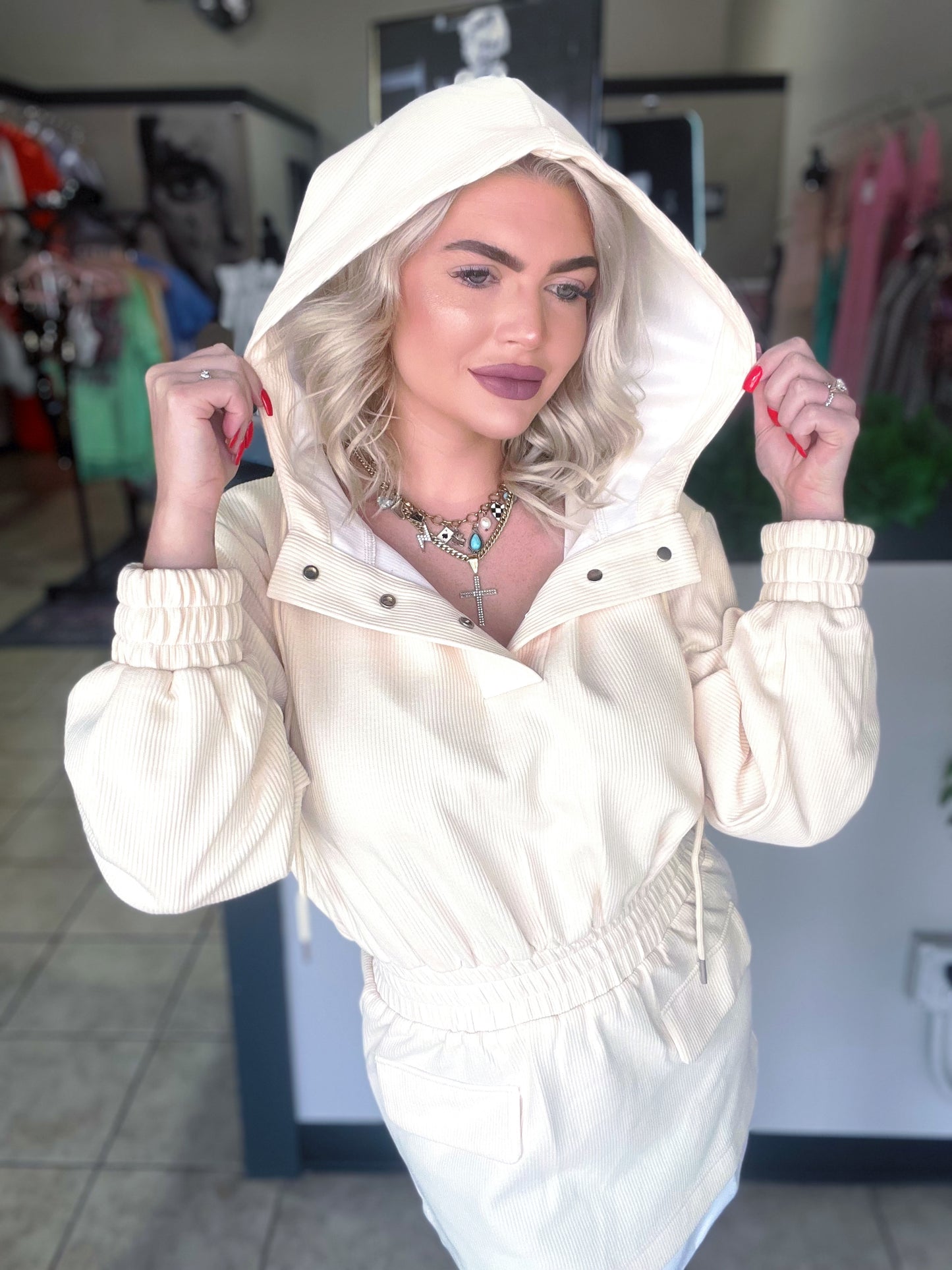 Campus Hooded Mini Dress