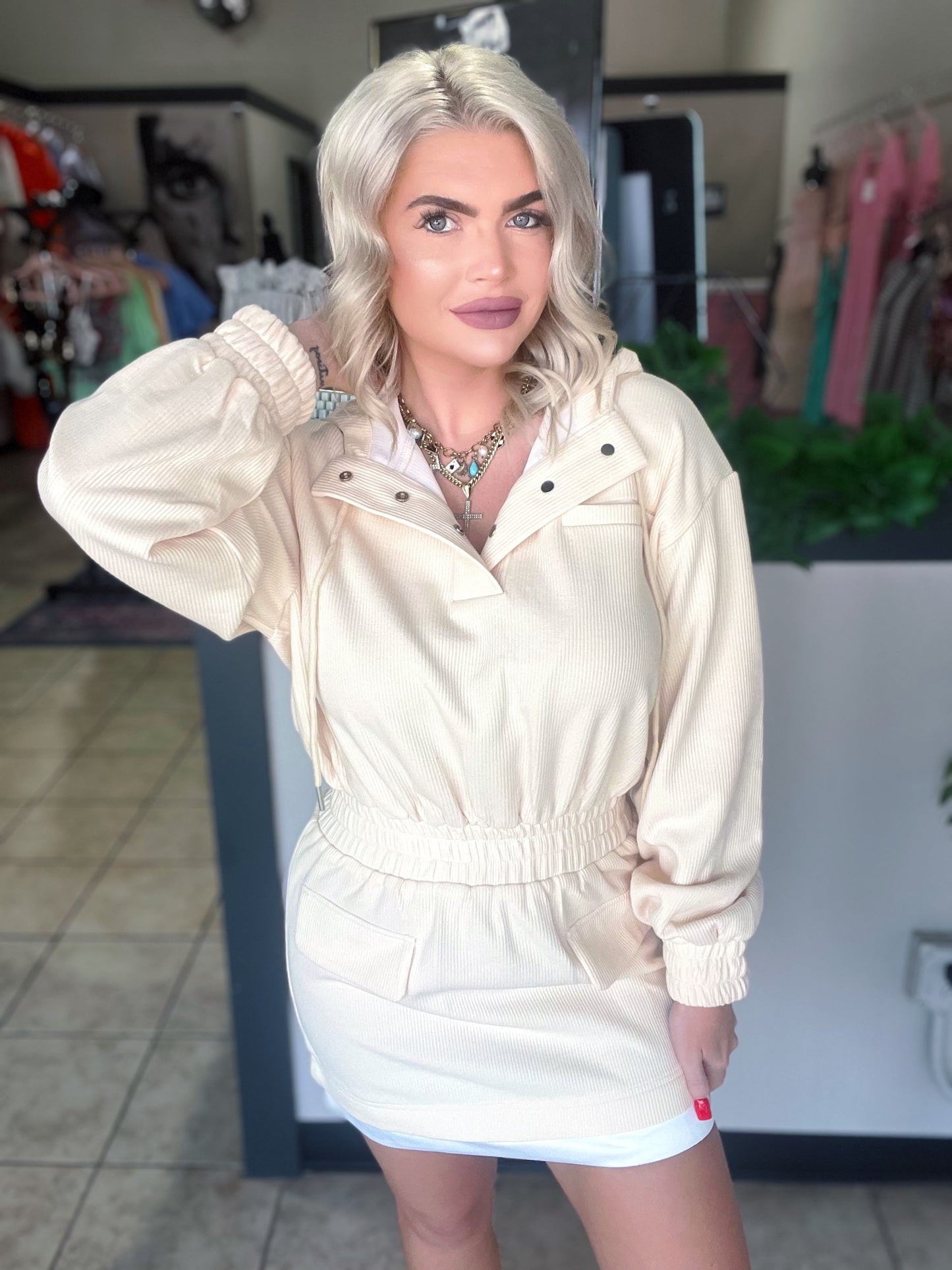 Campus Hooded Mini Dress