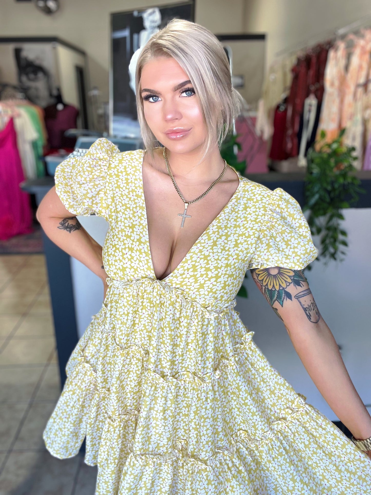 Golden Petals Dress
