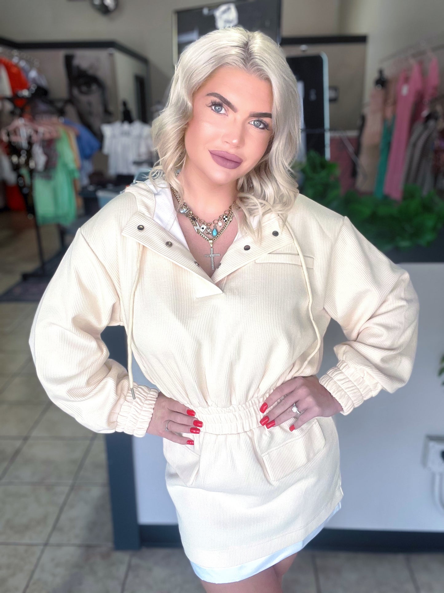 Campus Hooded Mini Dress