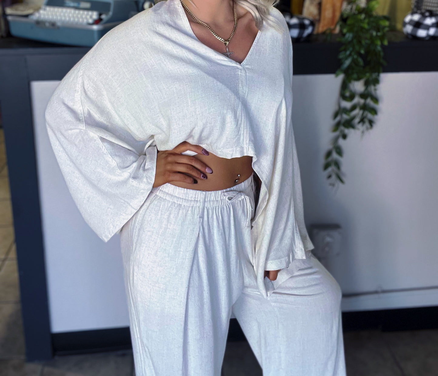 Champagne Dreams Long Sleeve Crop Top