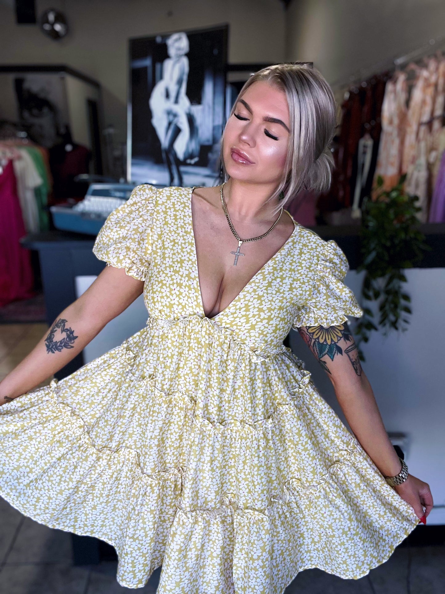 Golden Petals Dress