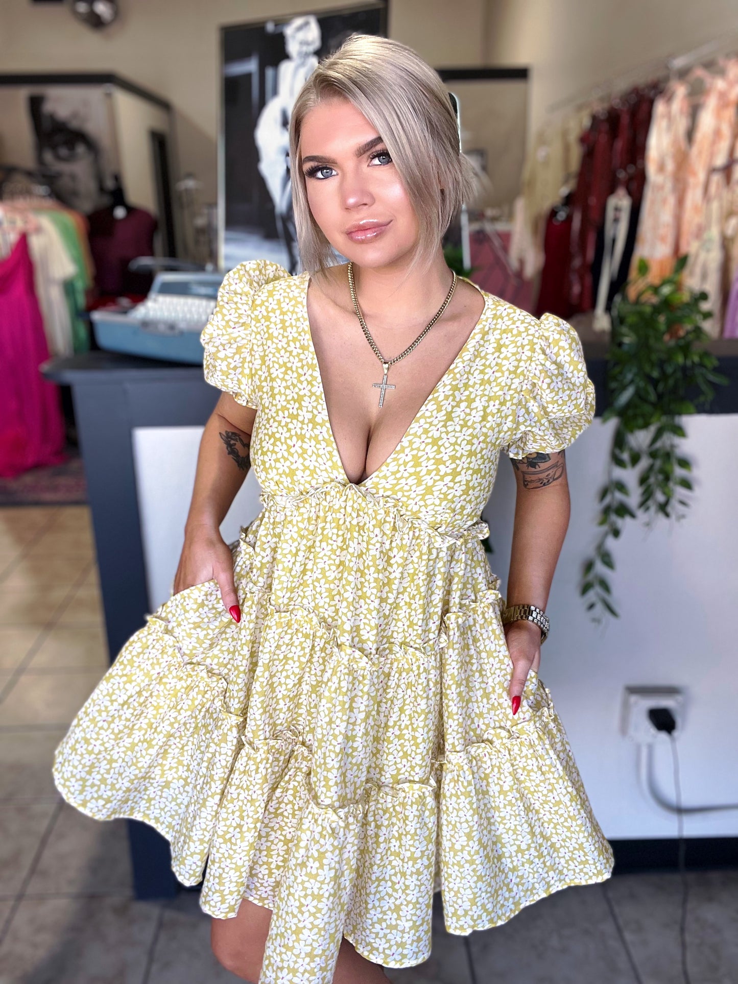 Golden Petals Dress