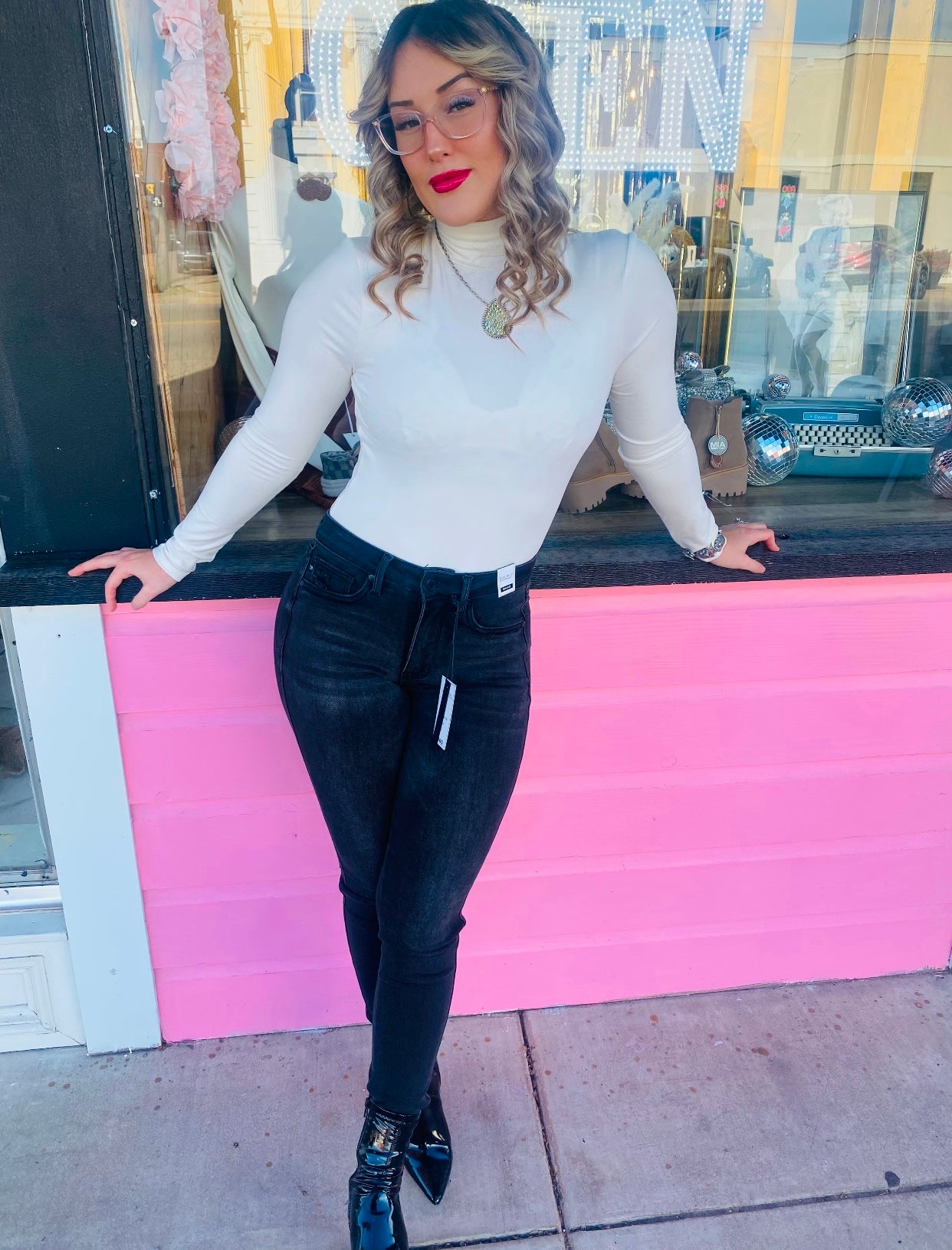 Creamy White Mock Neck Long Sleeve Body Suit