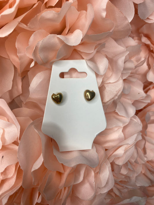 Gold Heart Stud Earrings