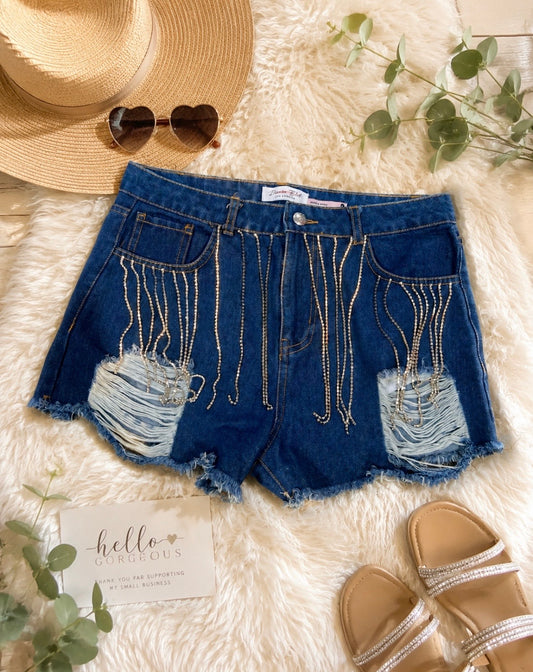 Denim Blvd Rhinestone Shorts