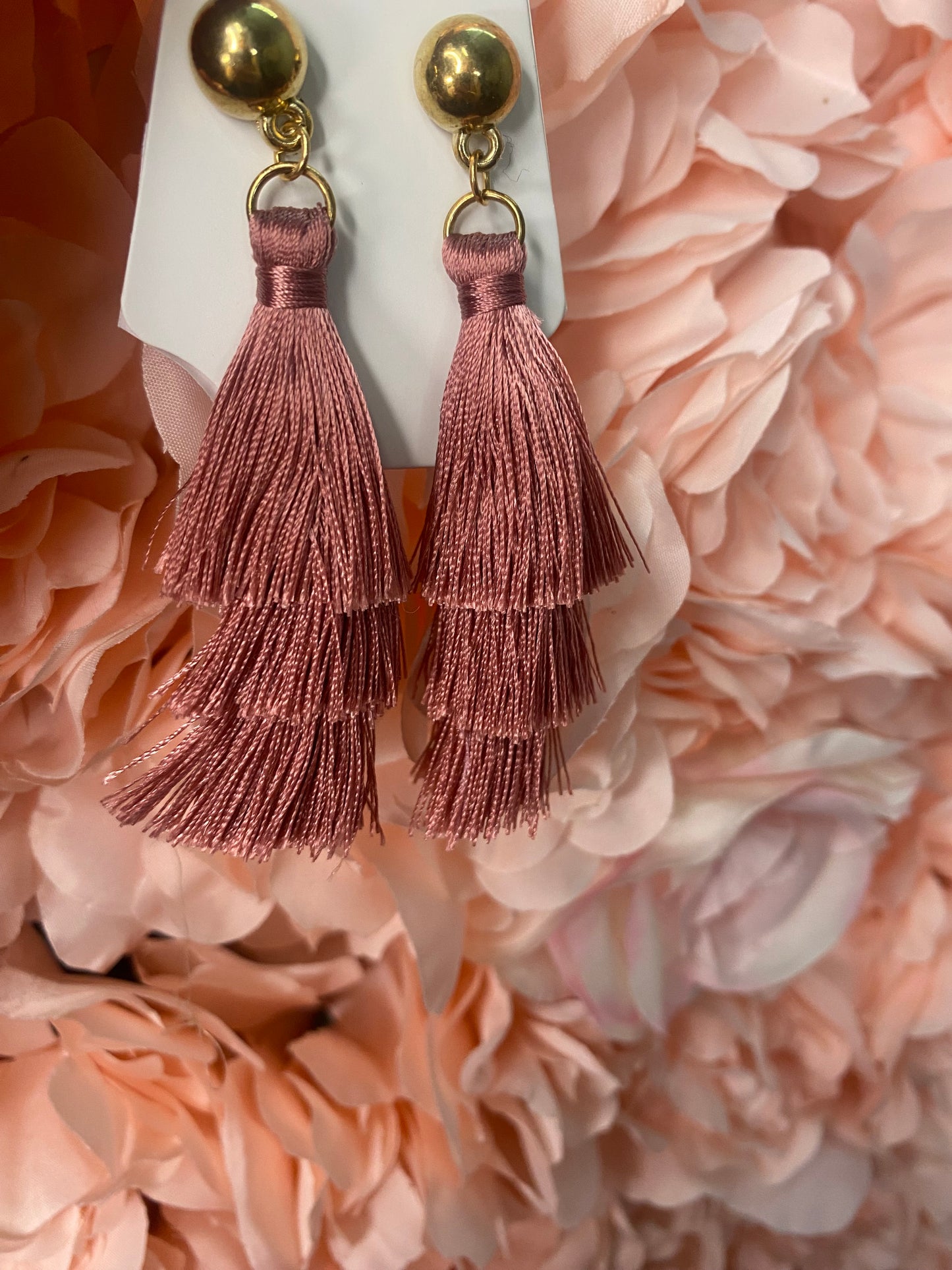 Plum Fringe Dangle Earrings