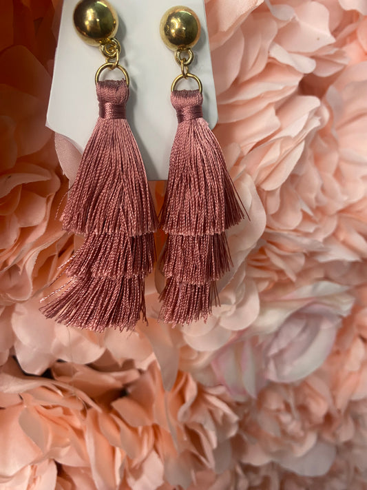 Plum Fringe Dangle Earrings