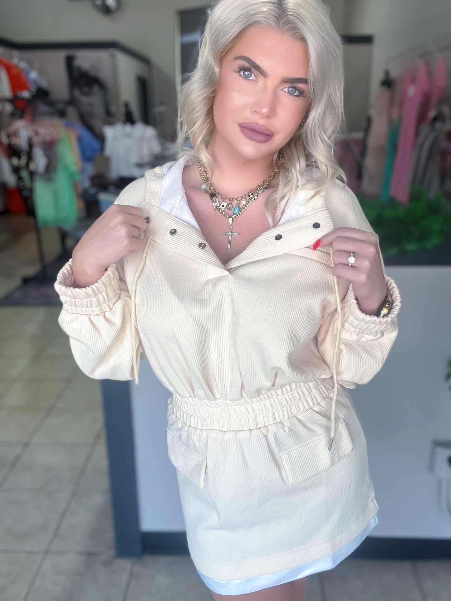 Campus Hooded Mini Dress