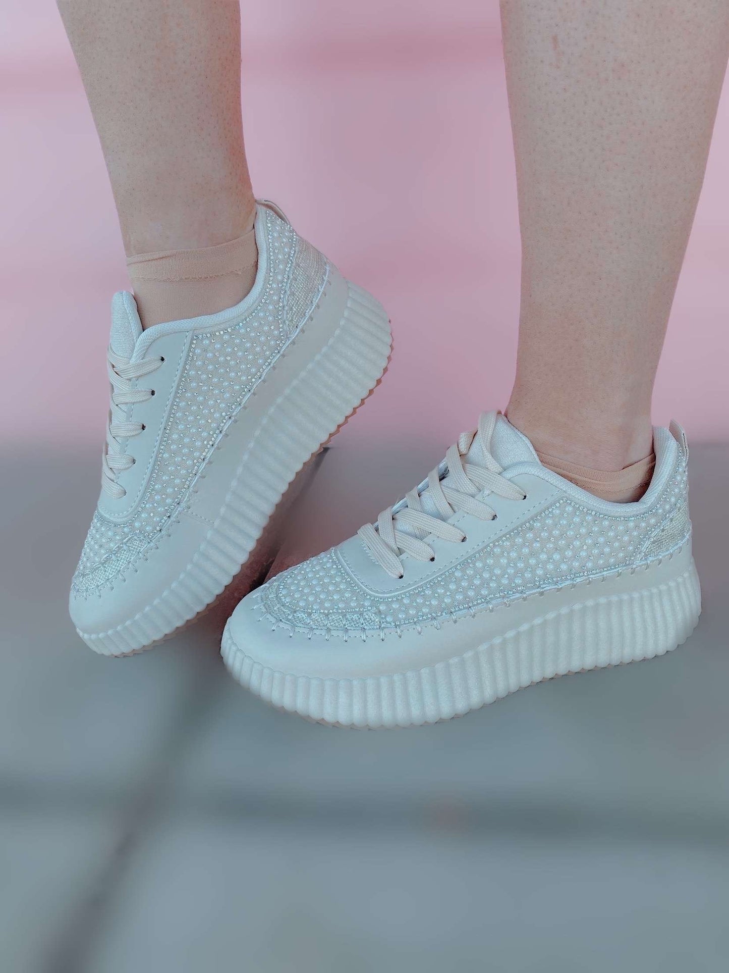 Bamboo Rhinestone/Pearl Sneakers
