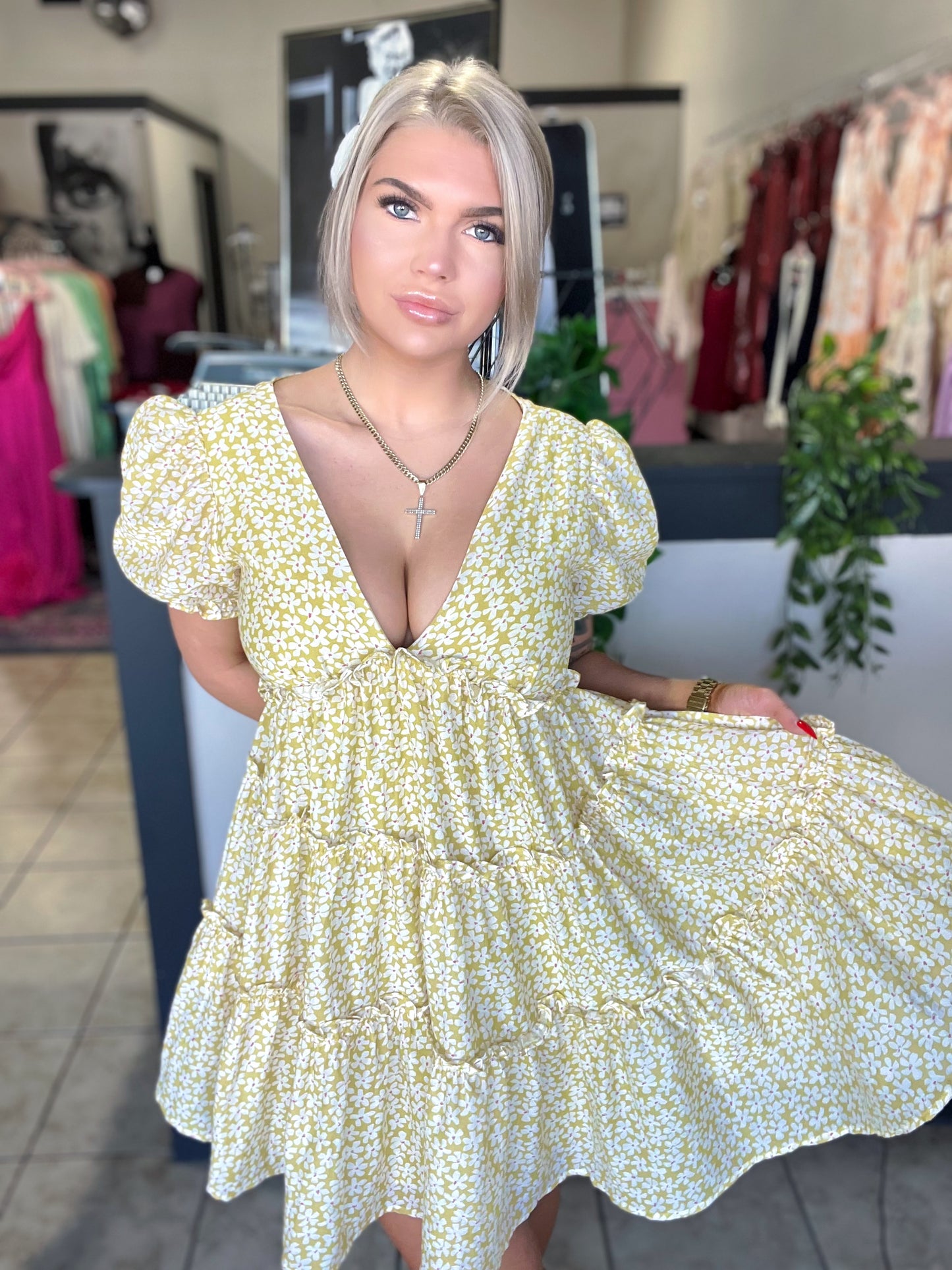 Golden Petals Dress