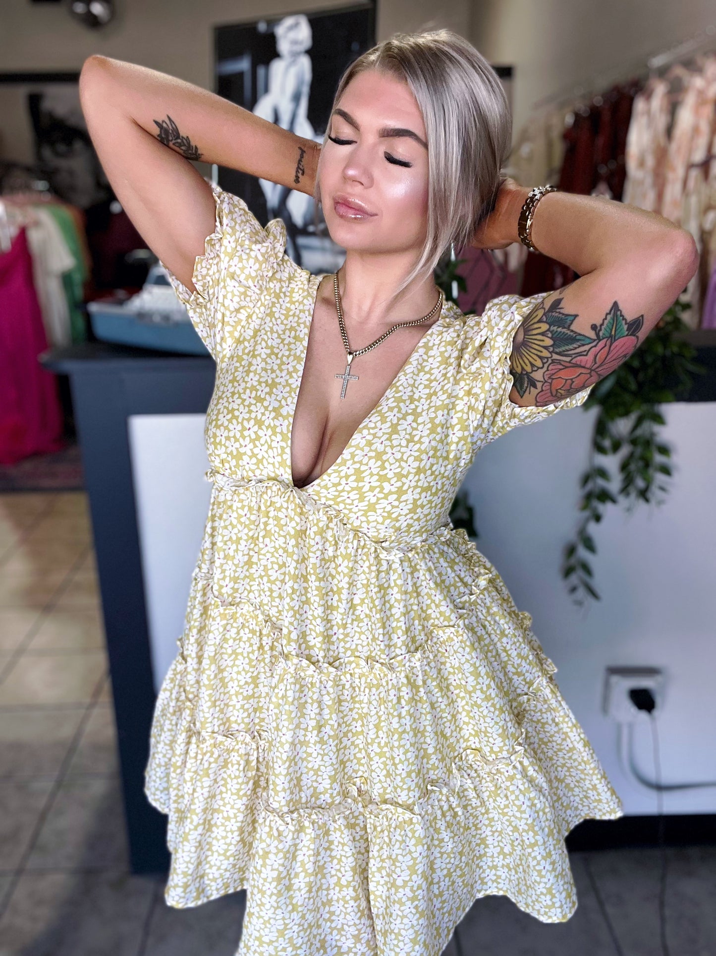 Golden Petals Dress