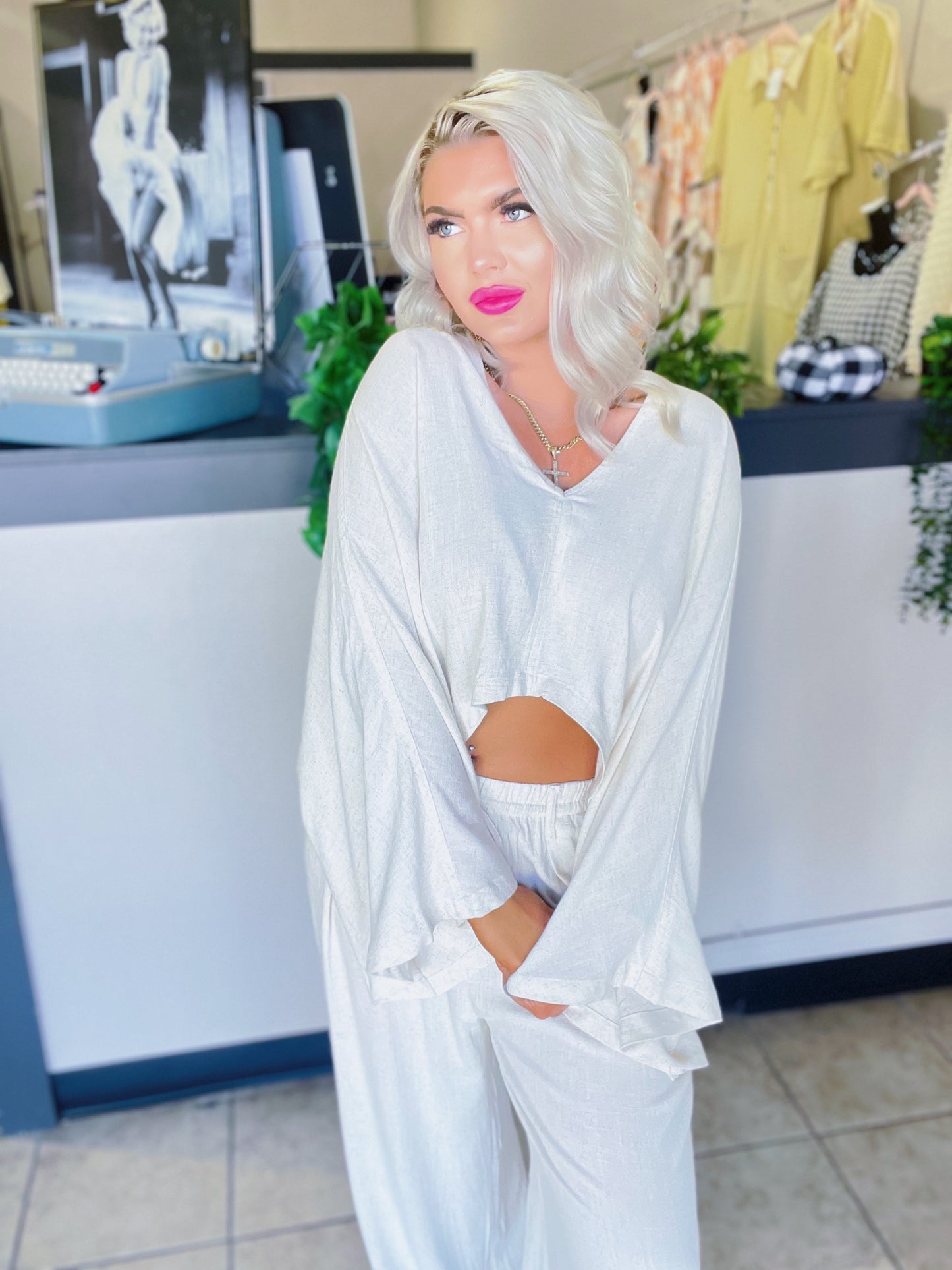 Champagne Dreams Long Sleeve Crop Top