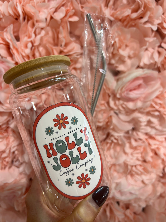 Holly Jolly Glass Cup